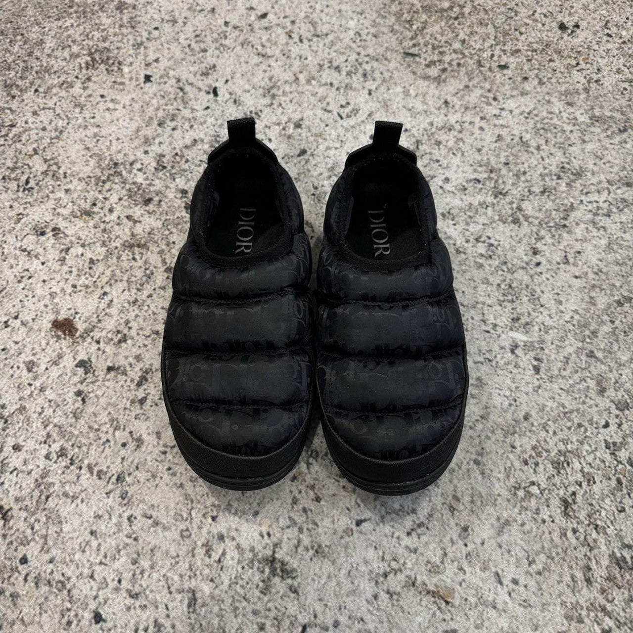 Dior Snow Slipper Oblique Black Quilted Puffer Slip On