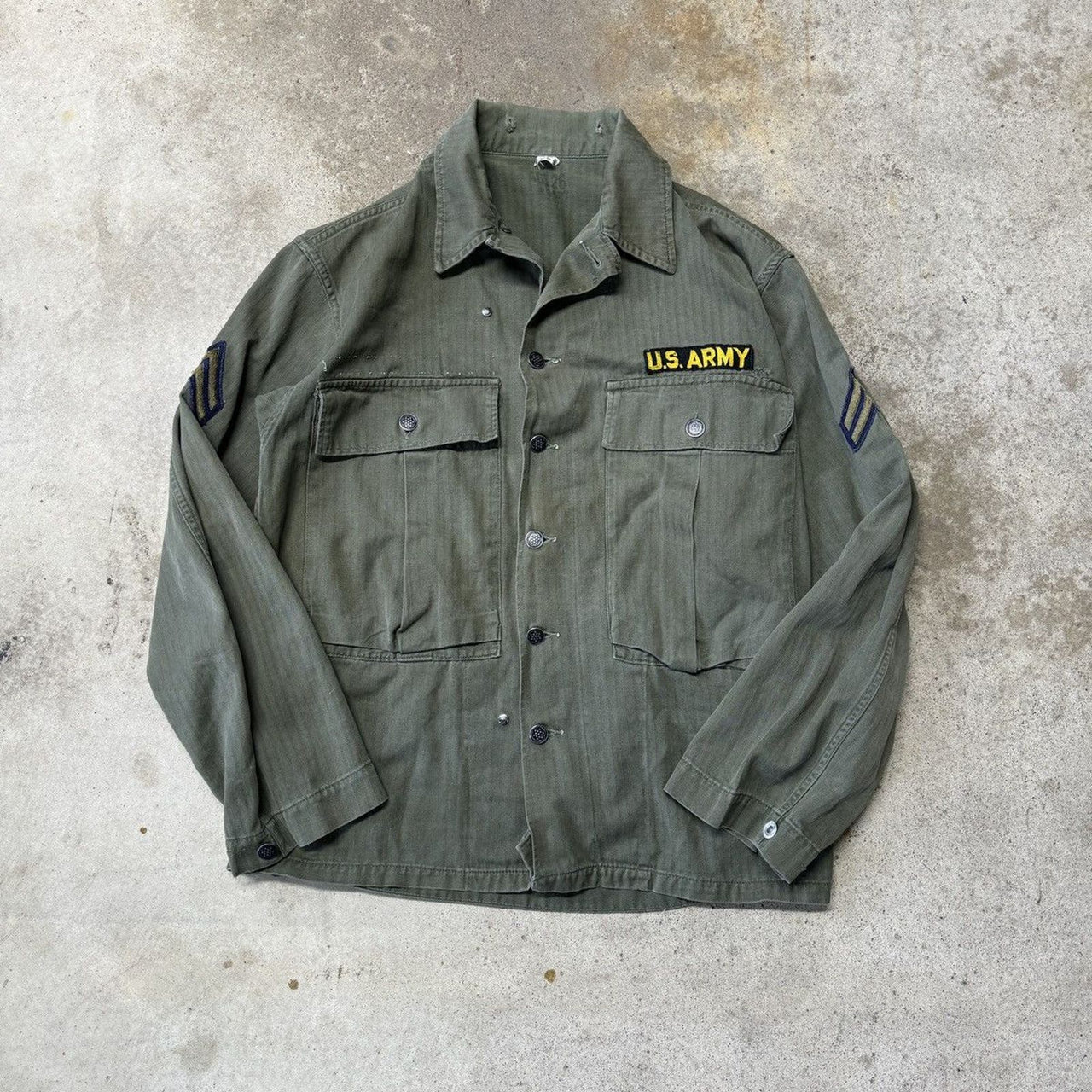 US ARMY 2ND PATTERN HBT HERRINGBONE UTILITY FATIGUE SHIRT