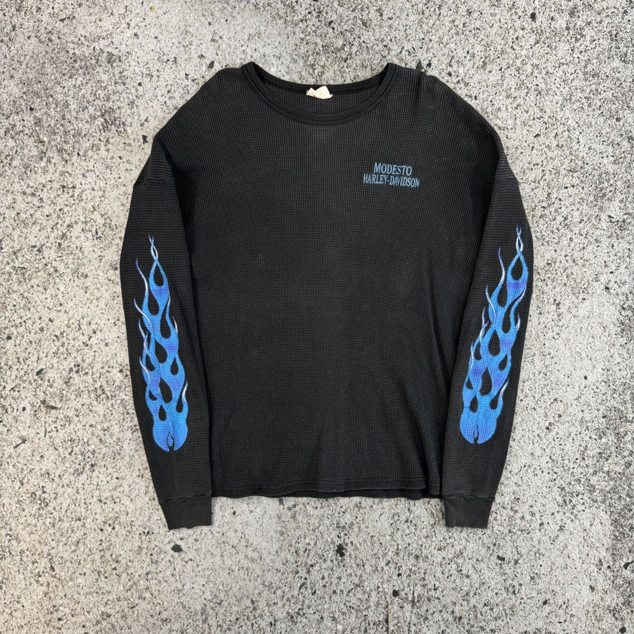 1990s Harley Davidson Thermal Blue Flame Longsleeve