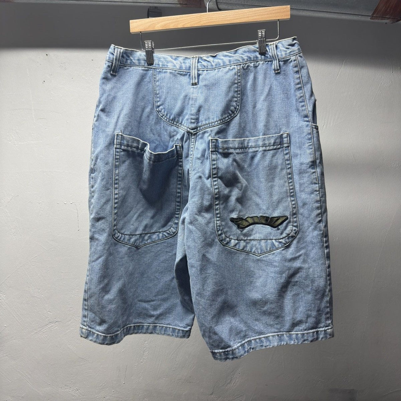 1990s Jnco Embroidered Faded Denim Shorts Jorts Skater