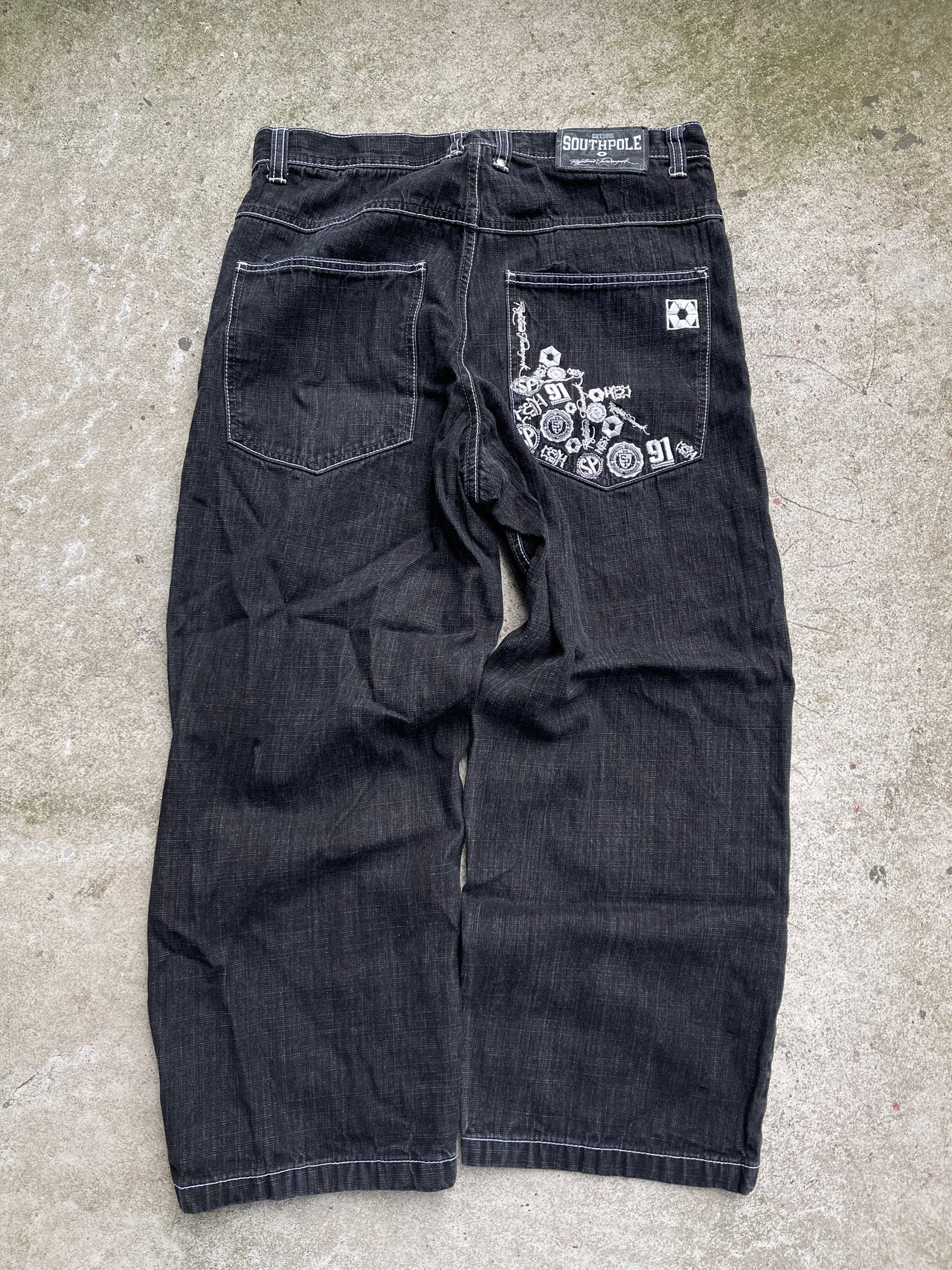 2000s Y2K SOUTHPOLE EMBROIDERED BAGGY DENIM SKATER JEANS