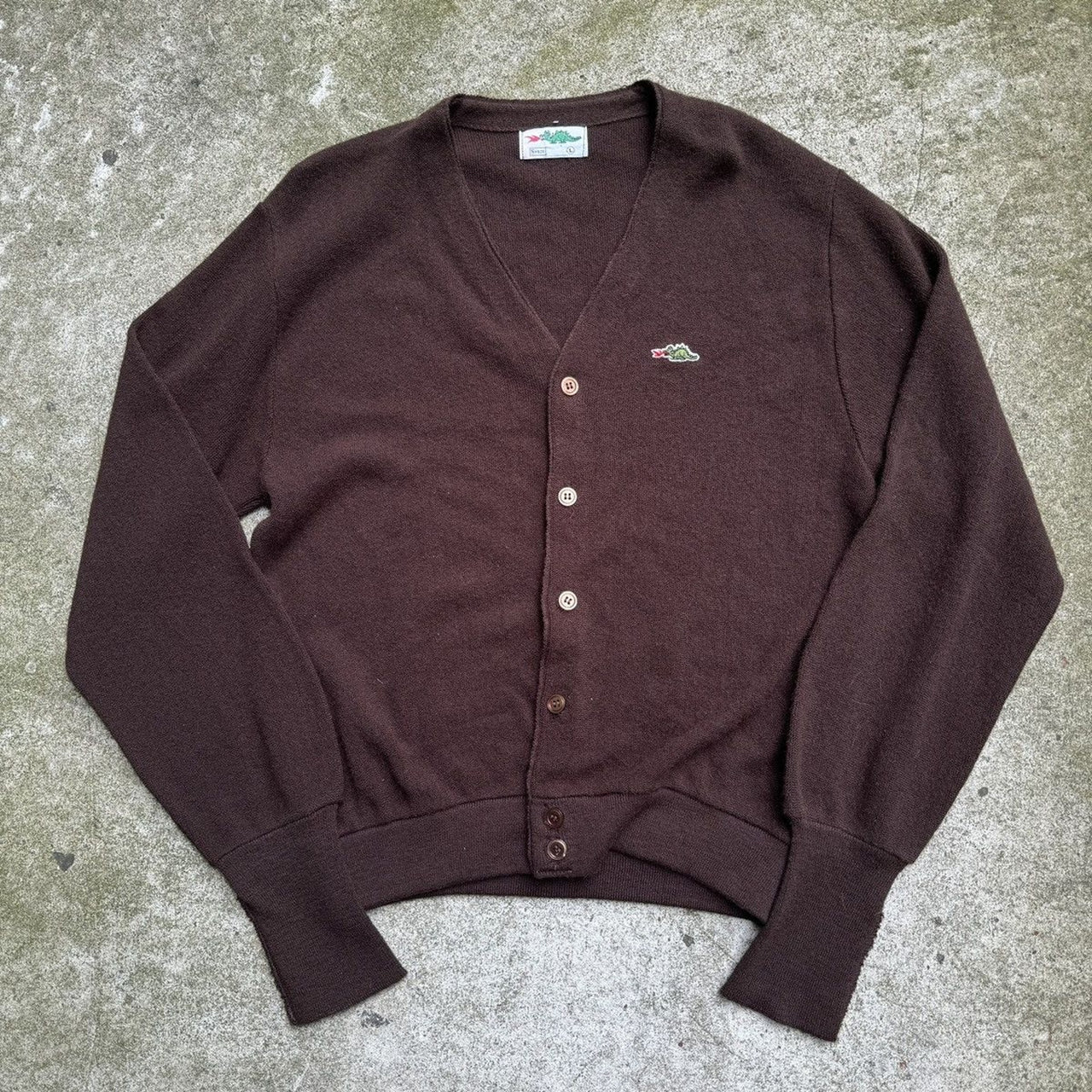 1970s Sears Brown Knit Cardigan Sweater