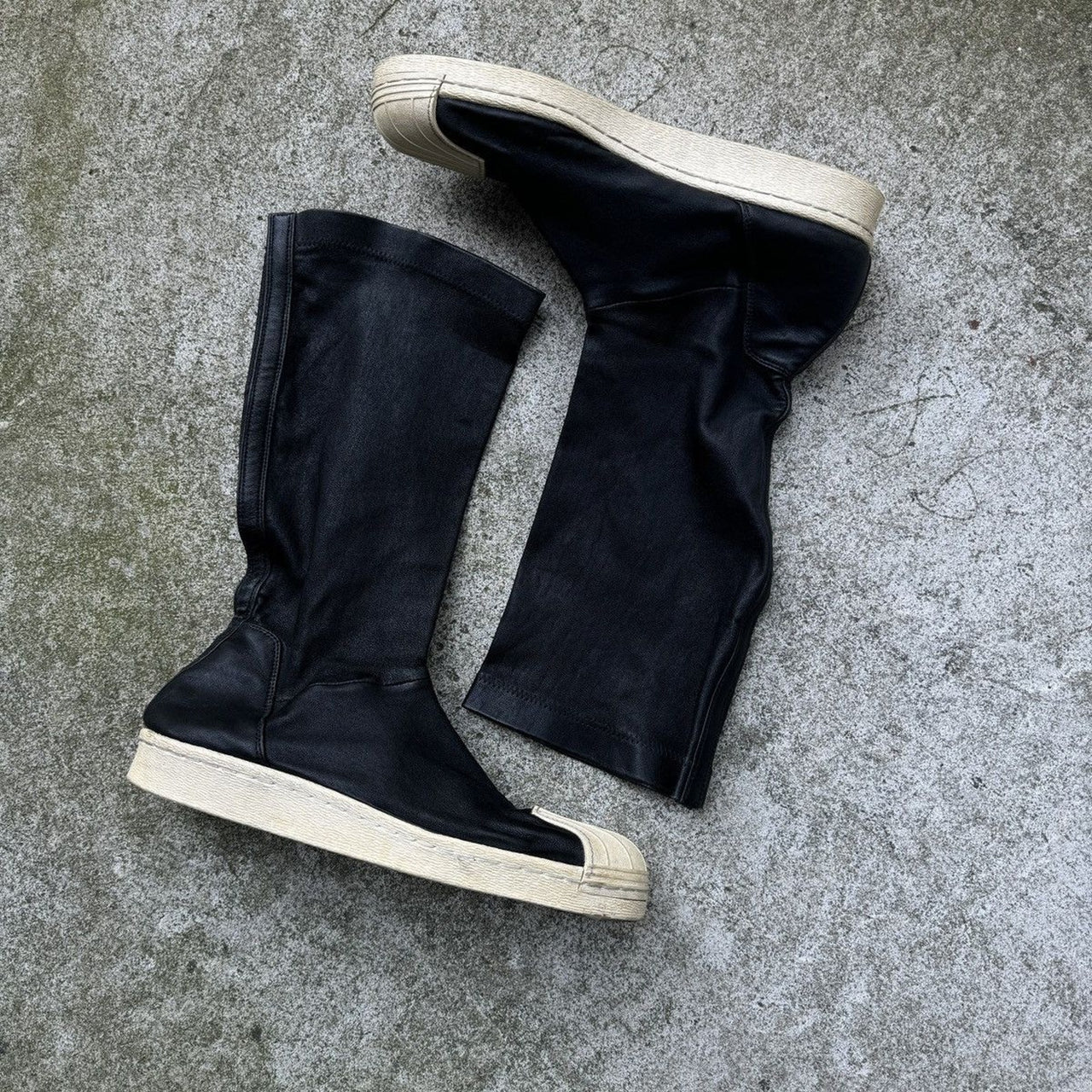 RICK OWENS ADIDAS SUPERSTAR LEATHER SOCK RUNNER