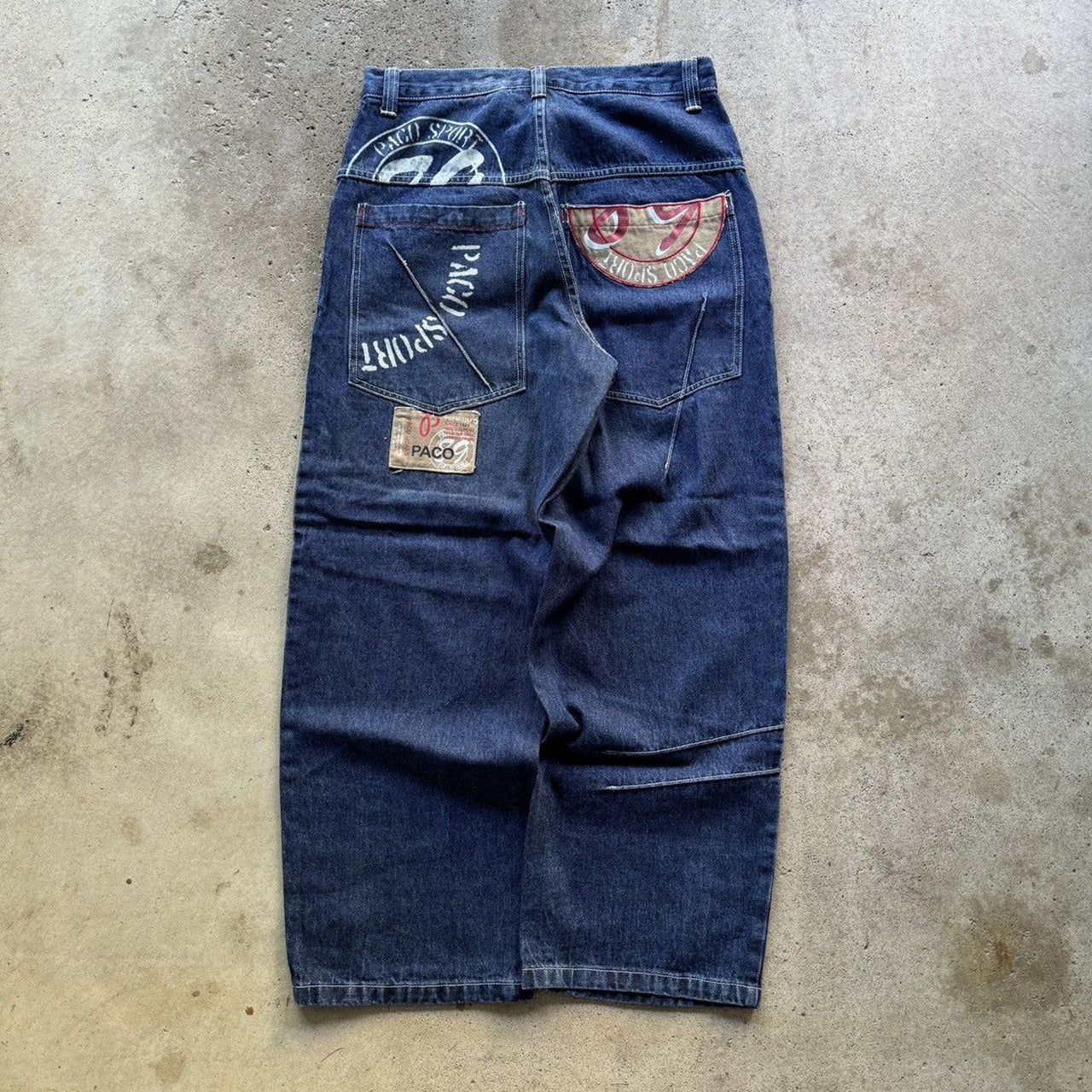 Vaqueros holgados de mezclilla con parches Paco Jeans, años 1990/2000, Y2K