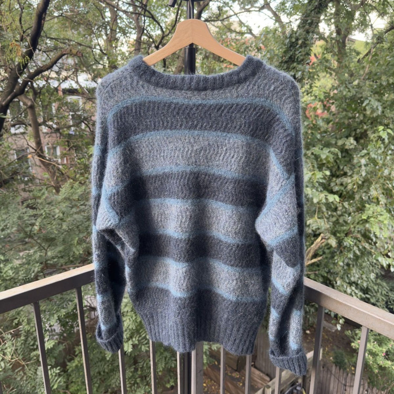 1980s 1990s Ermenegildo Zegna Blue Mohair Sweater