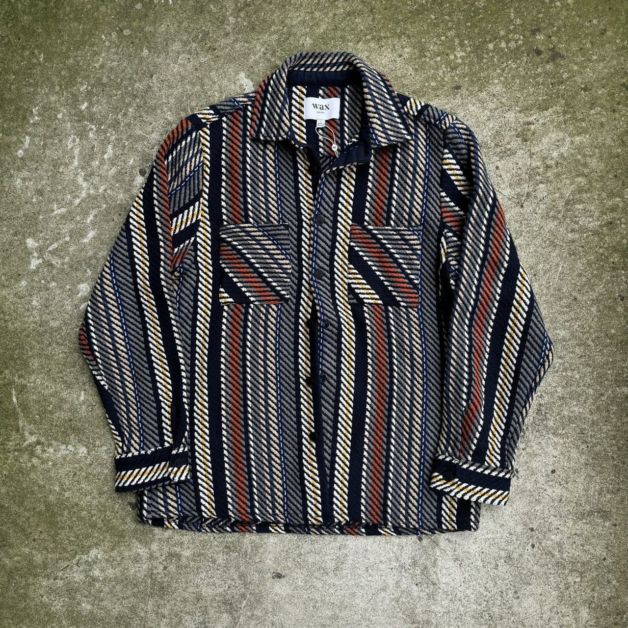 ワックスロンドン バーティカルストライプ ホワイティング オーバーシャツ