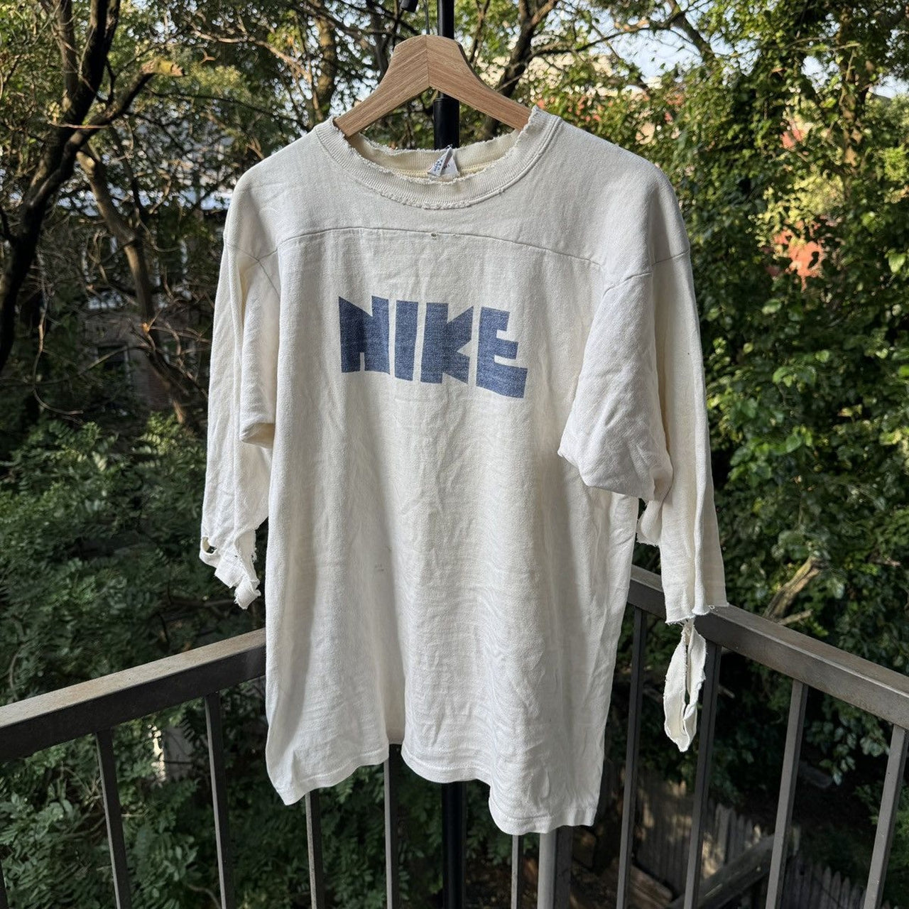 1970s Nike Block Logo Thrashed Faded Distressed Shirt Grunge