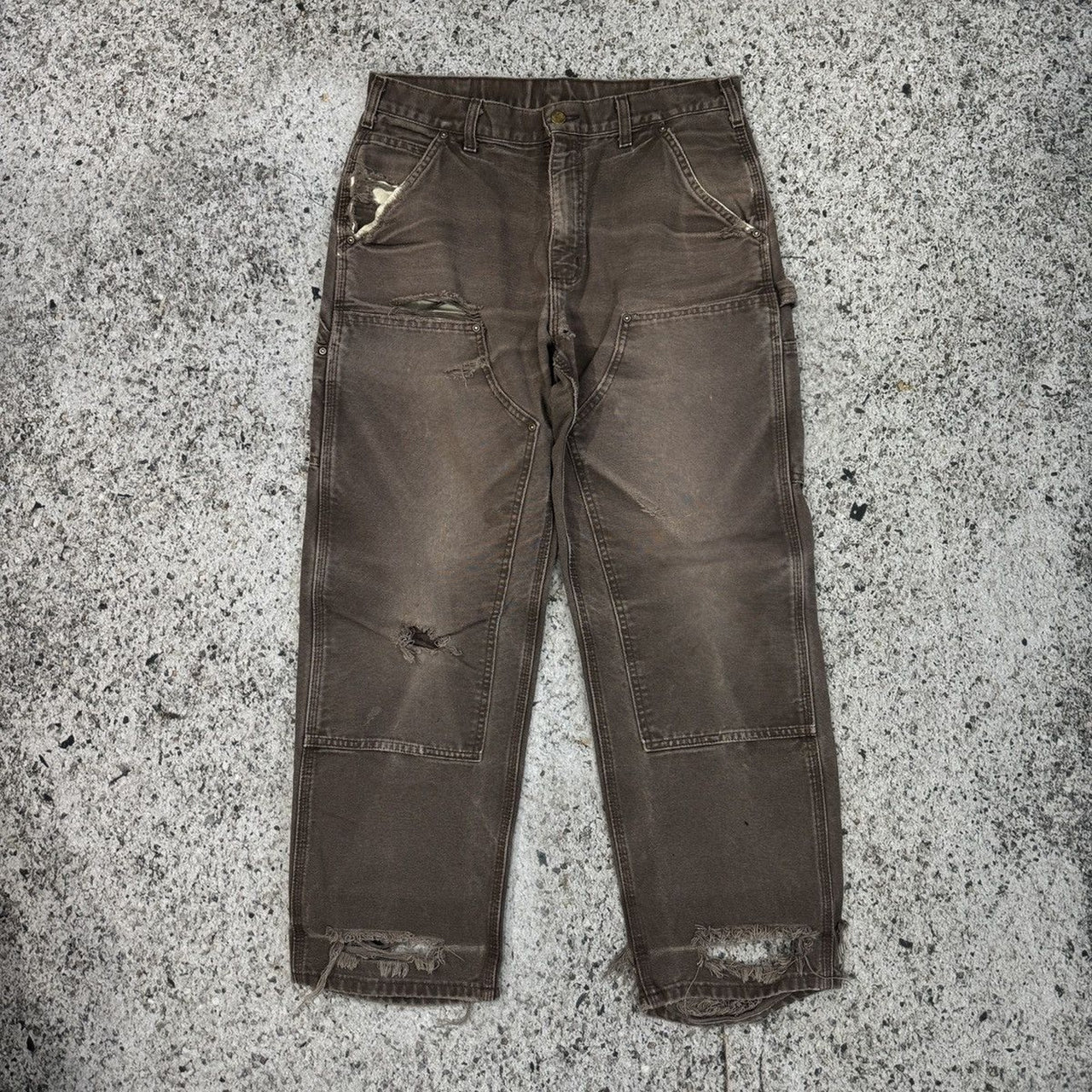 Pantalones Carhartt Faded Thrashed Destroyed Double Knee de la década de 2000