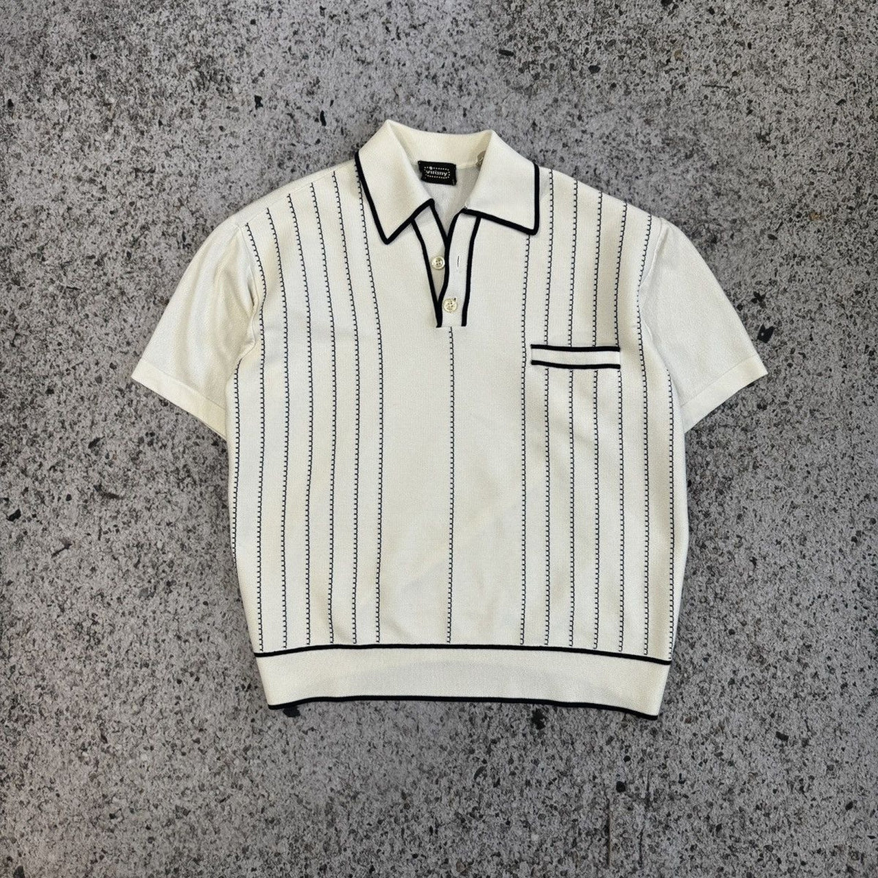 1960s 1970s Italian Mod Knit Polo Shirt