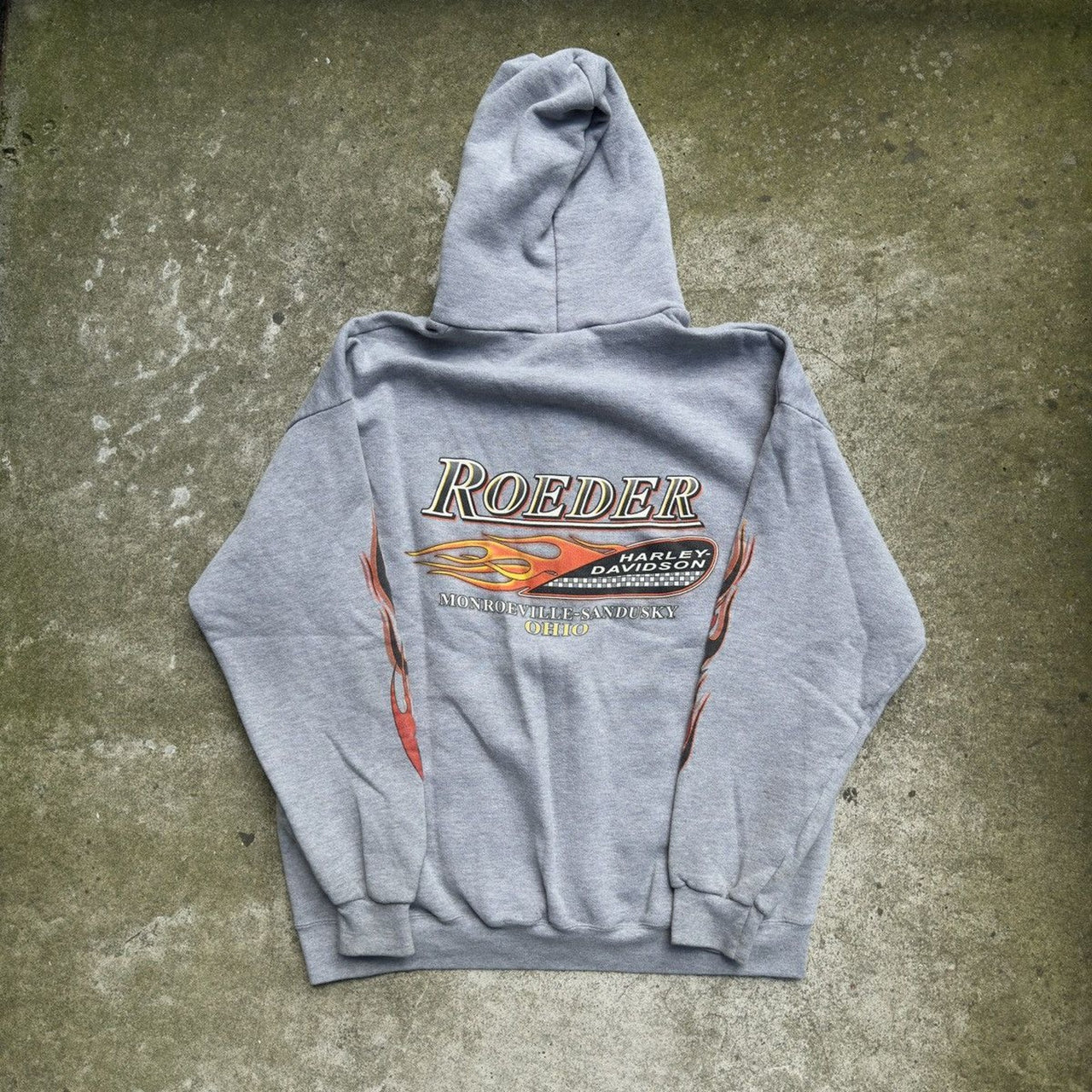 SUDADERA CON CAPUCHA Y CREMALLERA HARLEY DAVIDSON GRIS DESVANECIDO DE LA DÉCADA DE 2000
