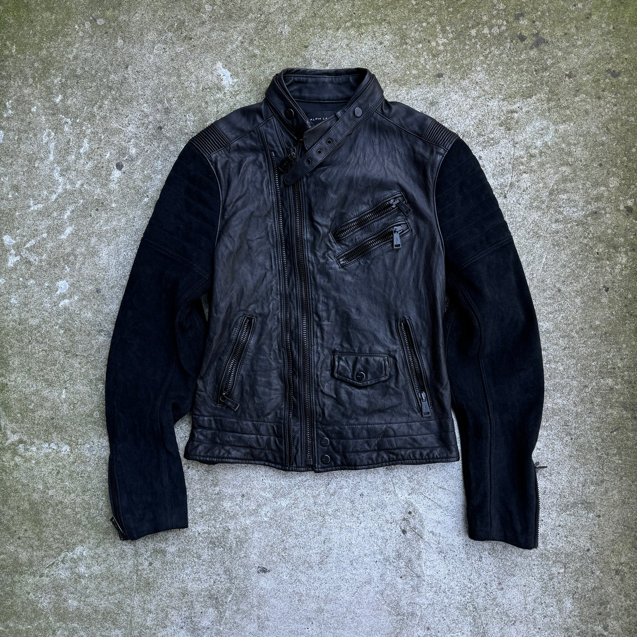 Ralph Lauren Black Label Leather Suede Moto Zip Jacket