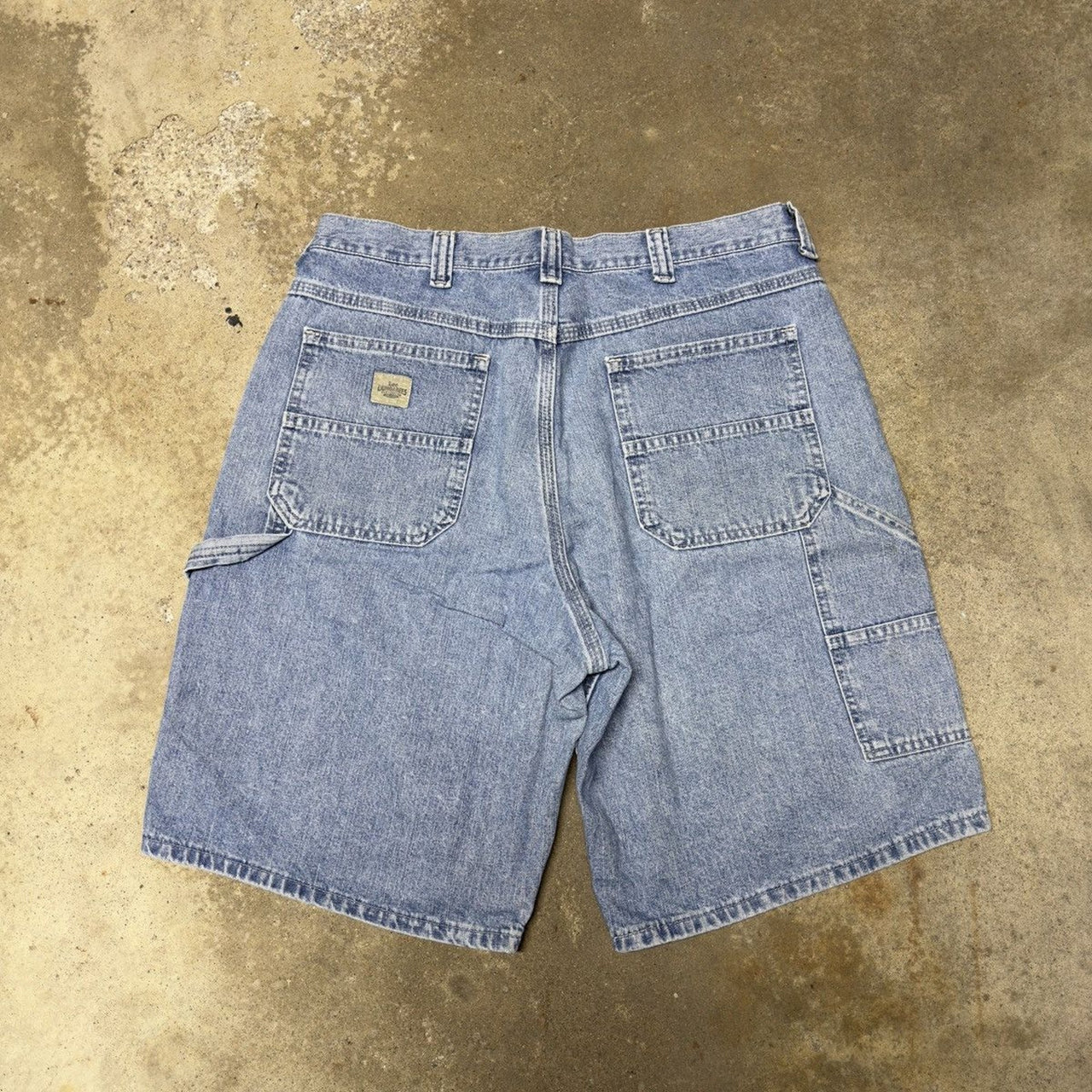 Pantalones cortos vaqueros de carpintero con lavado claro desteñido de Lee de los años 90
