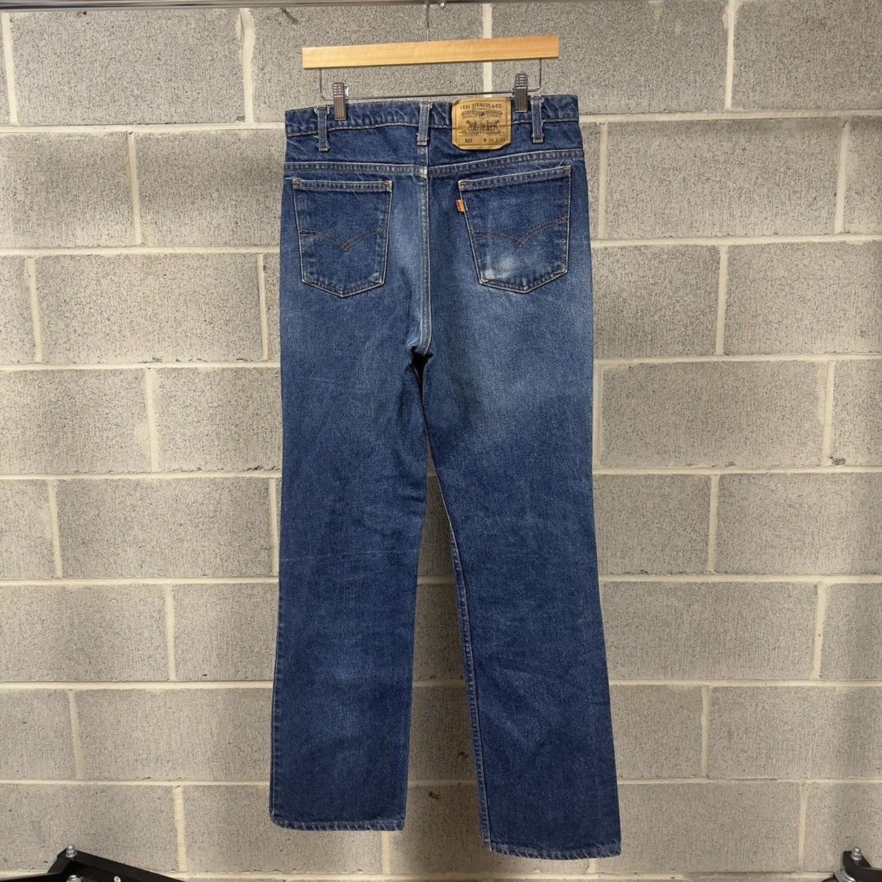 1990s Levi’s 517 Faded Dark Wash Bootcut Flare Jeans - Made in USA