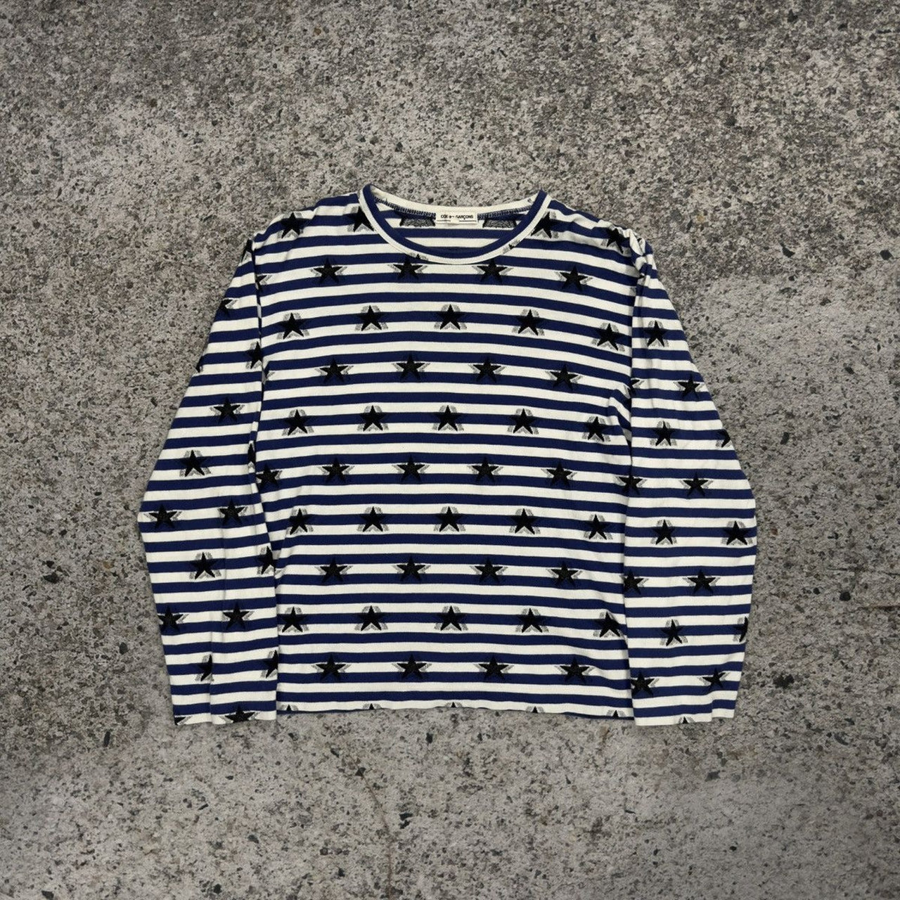Comme des Garçons Japan Blue White Striped Star Longsleeve