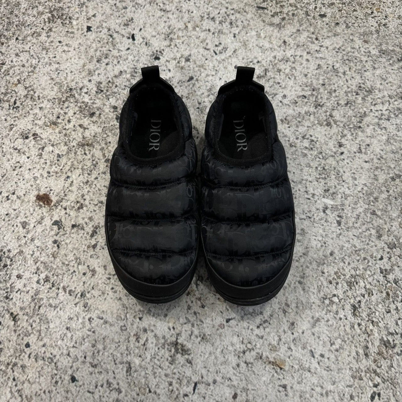 Dior Snow Slipper Oblique Black Quilted Puffer Slip On