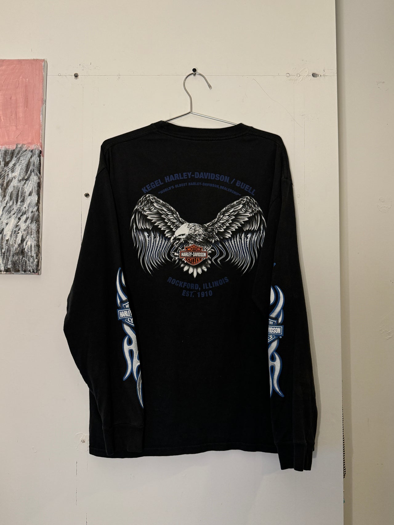 CAMISETA DE MANGA LARGA HARLEY DAVIDSON EAGLE FLAME DE LOS AÑOS 2000