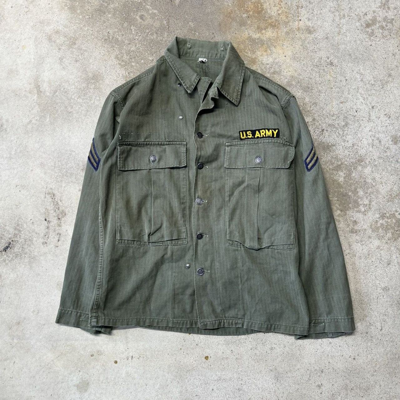 US ARMY 2ND PATTERN HBT HERRINGBONE UTILITY FATIGUE SHIRT