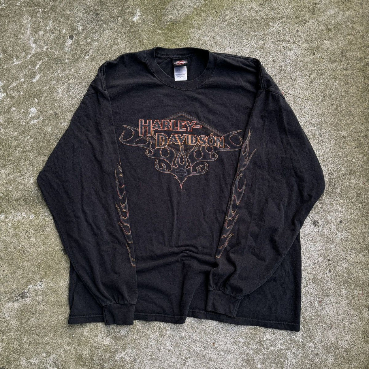 Harley Davidson Faded Metal Flame de manga larga de los años 2000
