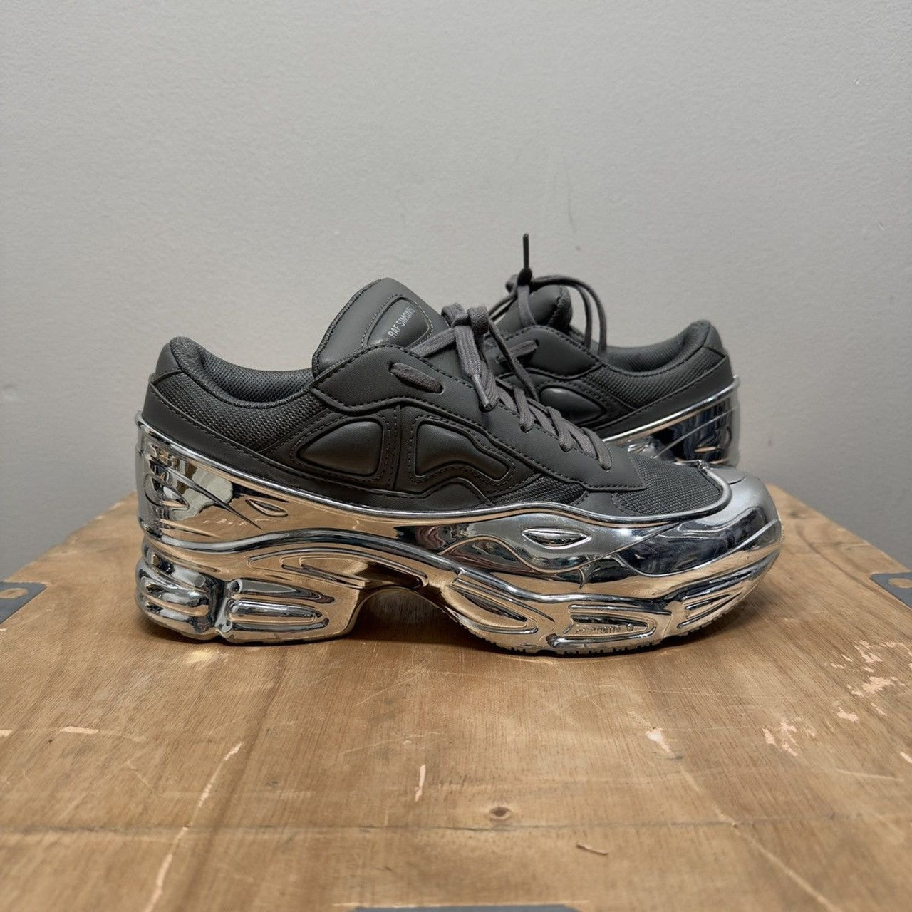 Raf Simons Adidas Ozweego Ash Grey Mirror Chrome Sneakers