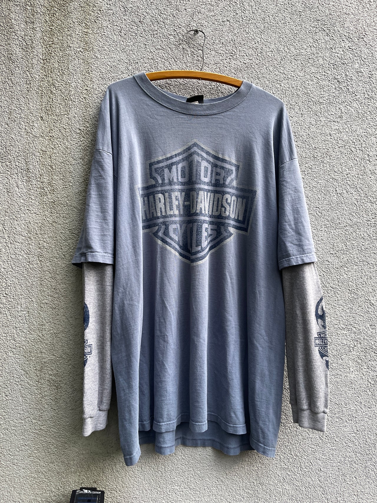 CAMISETA TÉRMICA DE MANGA LARGA CON LOGO AZUL HARLEY DAVIDSON DE LOS AÑOS 2000