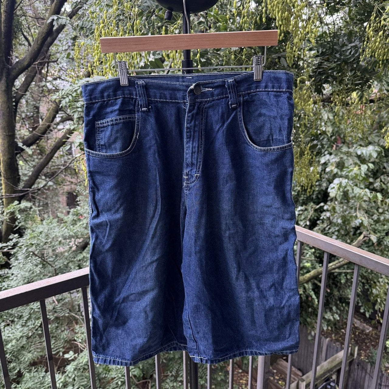 1980s Dark Wash Baggy Denim Work Shorts