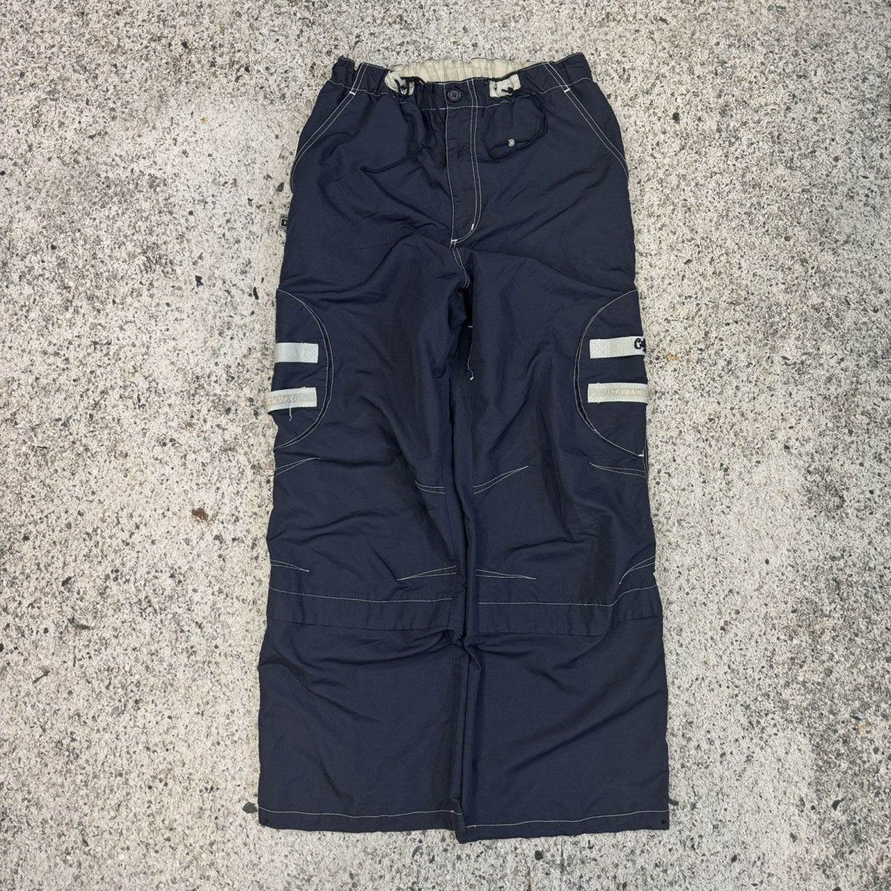 Pantalones cargo de nailon con múltiples bolsillos, estilo caffeine raver, de los años 90 y 2000