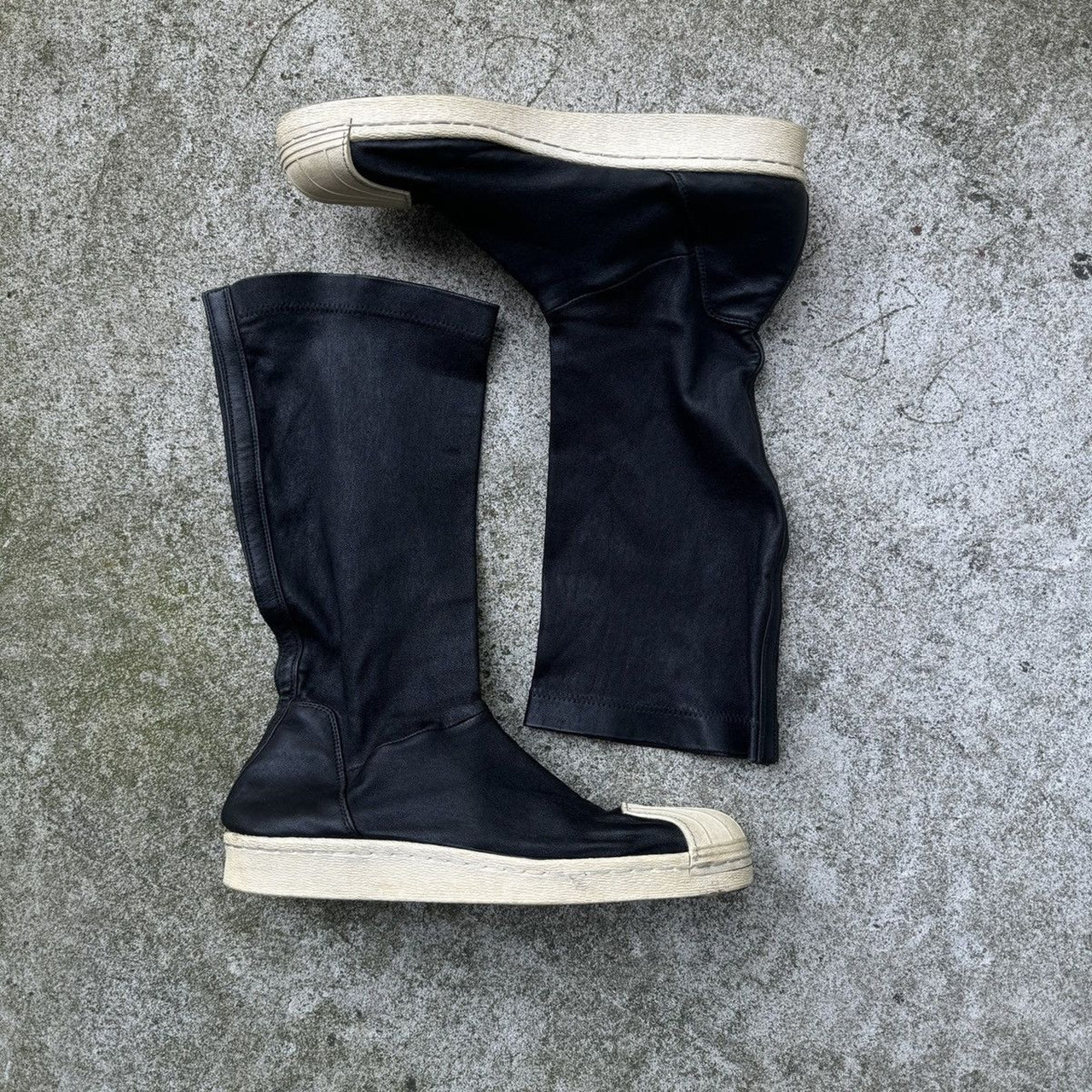 RICK OWENS ADIDAS SUPERSTAR LEATHER SOCK RUNNER