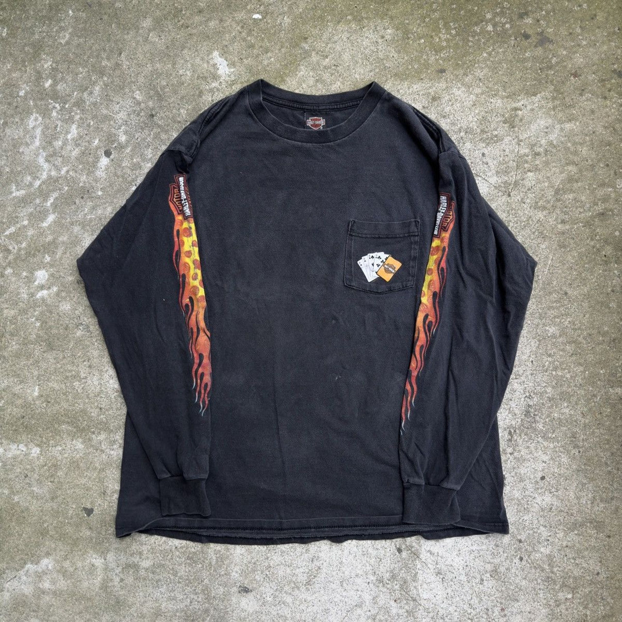 2000s Harley Davidson Halloween Pumpkin Flame Longsleeve