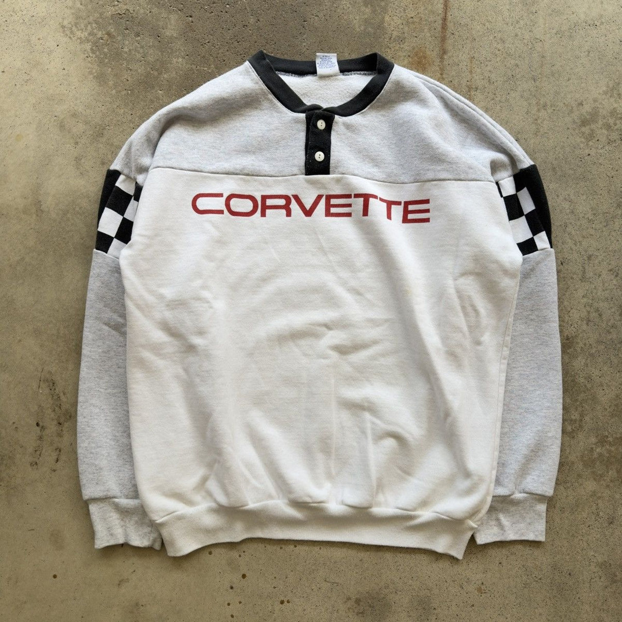 SUDADERA DE CUELLO REDONDO CON LOGOTIPO DE CARRERAS DE CORVETTE DE LOS AÑOS 90