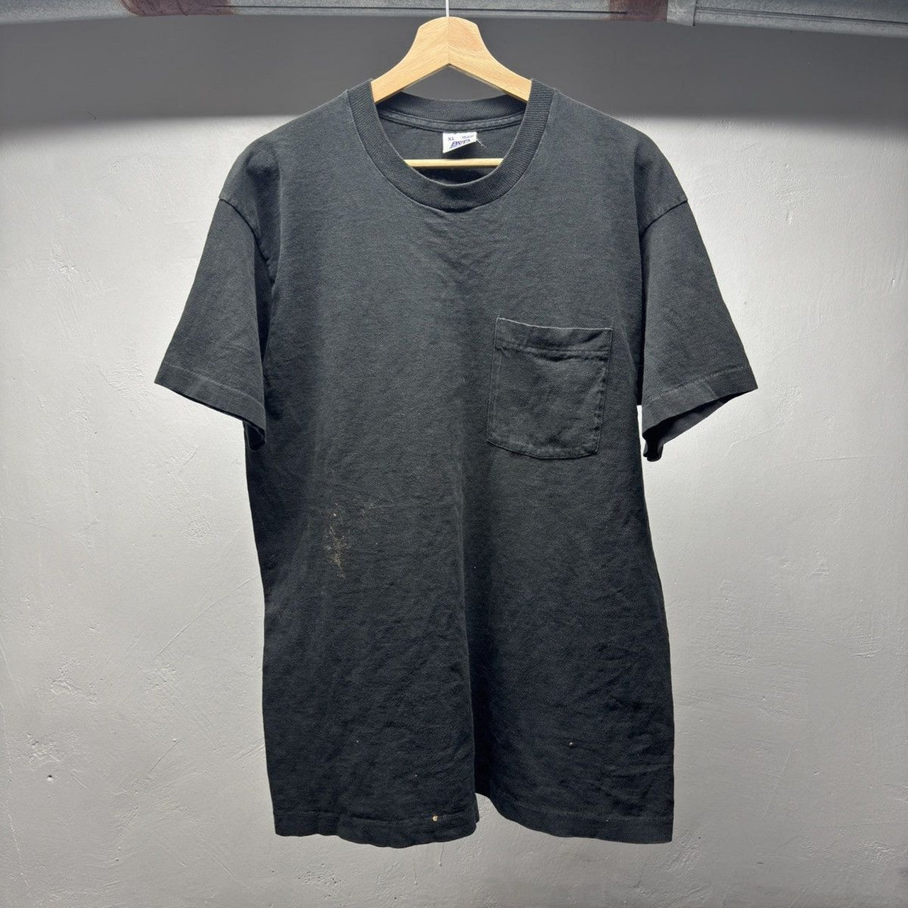 1990s Faded Thrashed Blank Black Pocket Tee