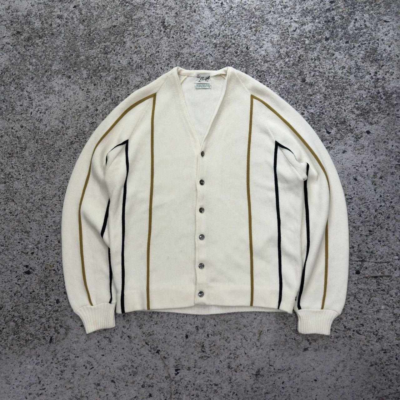 1960s Lloyd Striped Acrylic Raglan Cardigan Sweater
