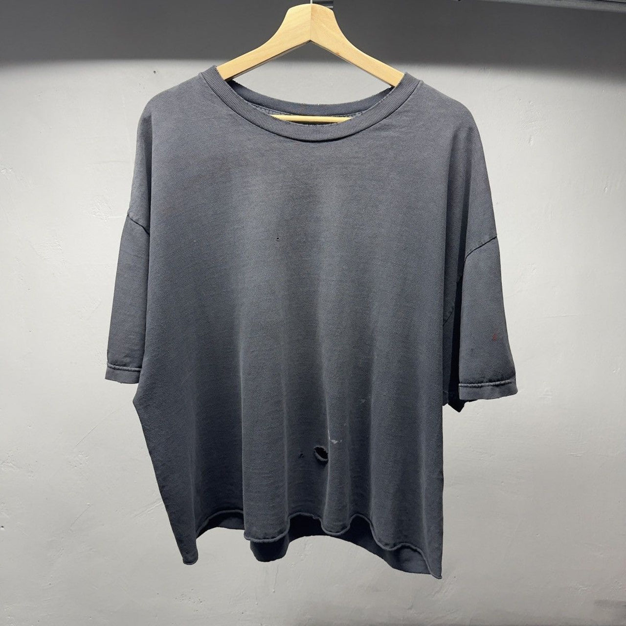 1990s Thrashed Faded Distressed Blank Black Tee