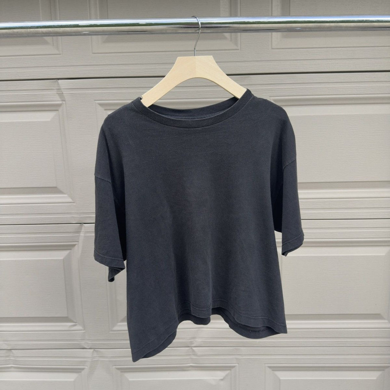 1990s Faded Black Wide Boxy Cropped Tee