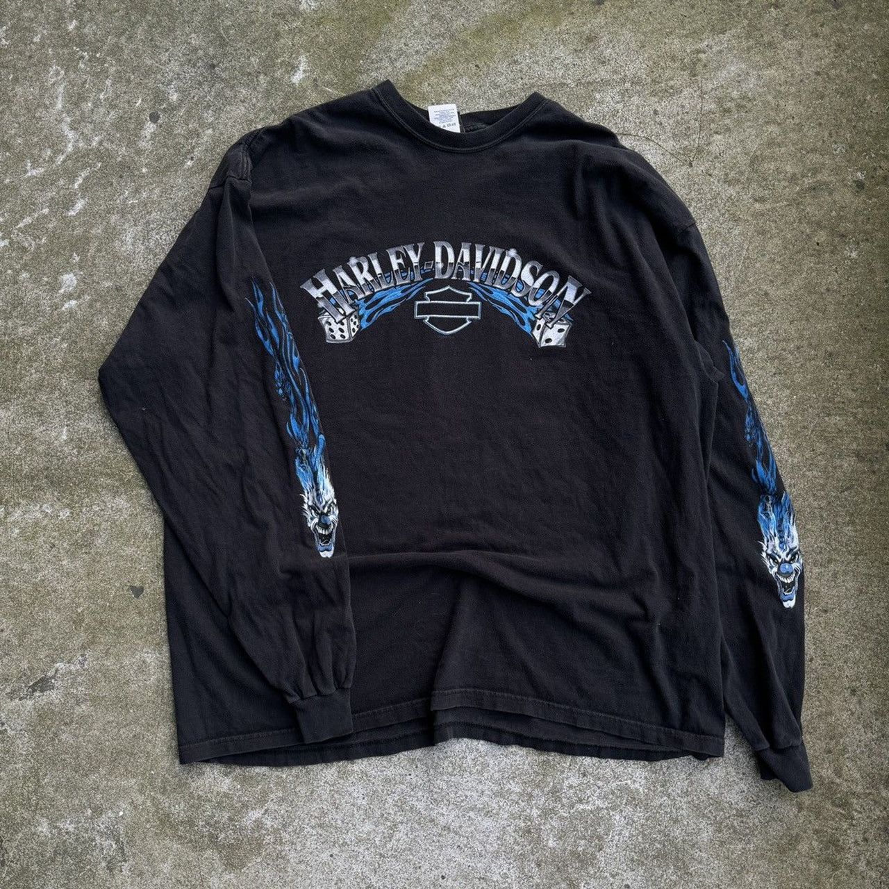 HARLEY DAVIDSON DICE FLAMES CLOWN MANGA LARGA AÑOS 2000