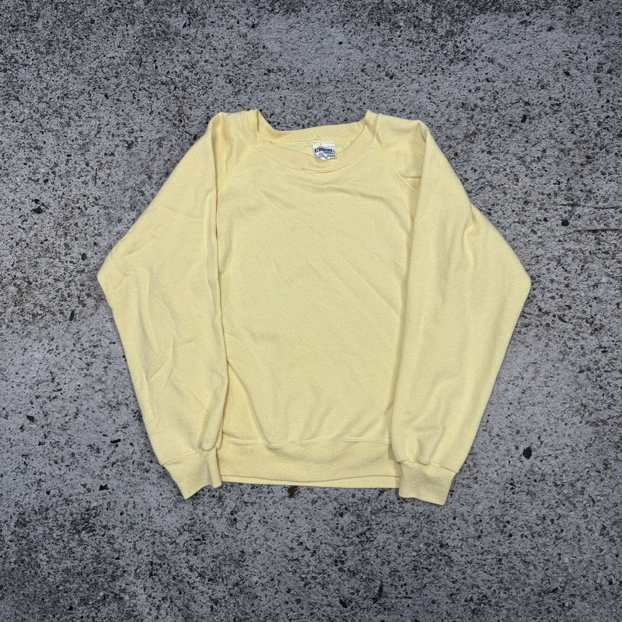 Sudadera raglán amarilla Hanes de los años 80