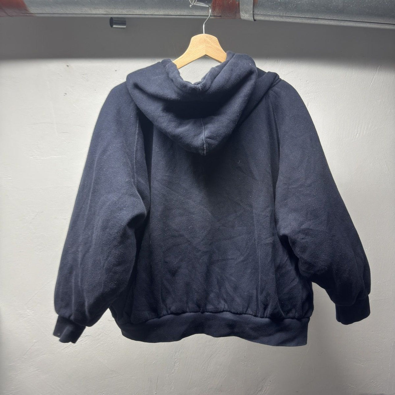 1990s Heavyweight Boxy Wide Fit Quilted Lined Zip Up Hoodie