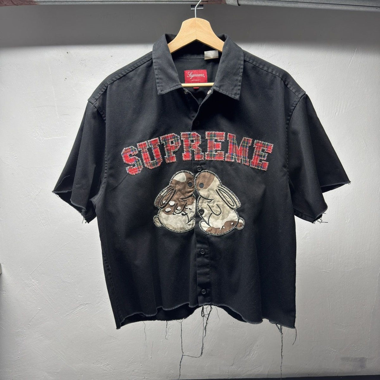Supreme Embroidered Bunnies Shirt Cropped Distressed