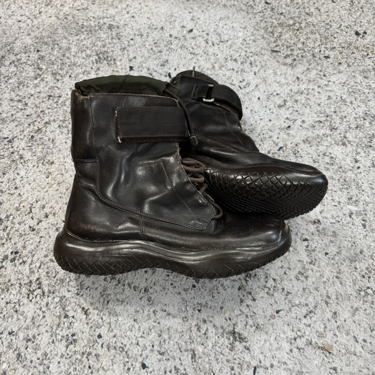 プラダ AW99 アーカイブ スクエアトゥ ビブラム コンバットブーツ