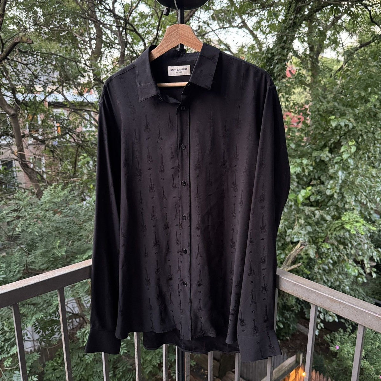 Saint Laurent Paris FW15 Hedi Slimane Silk Guitar Shirt