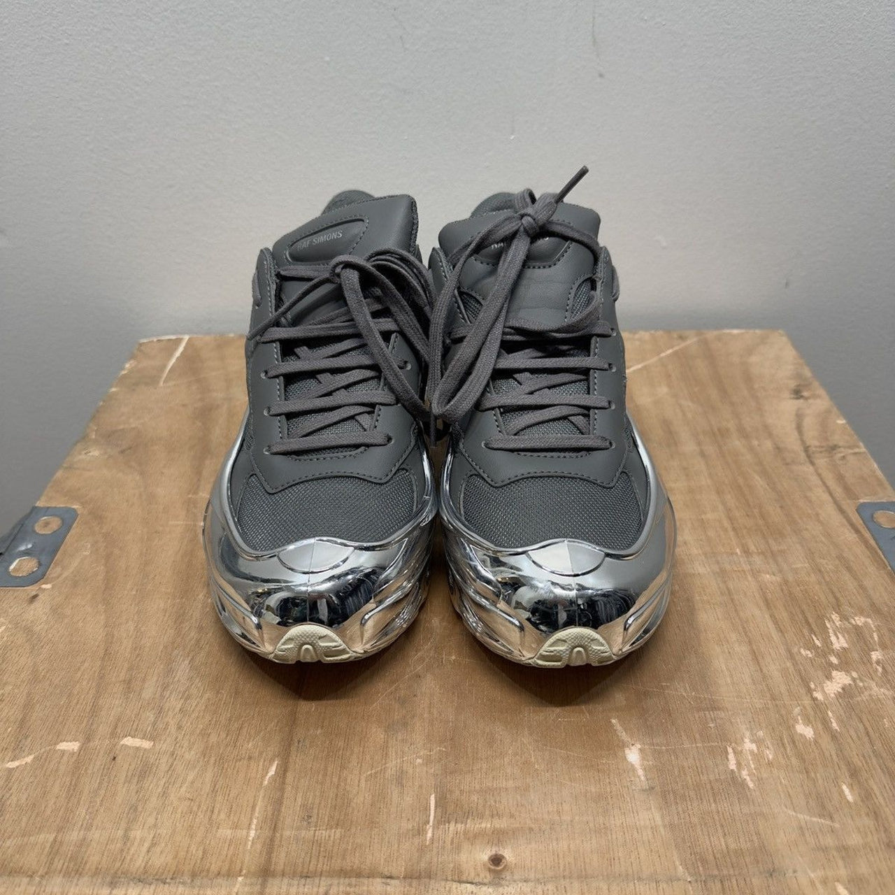 Raf Simons Adidas Ozweego Ash Grey Mirror Chrome Sneakers