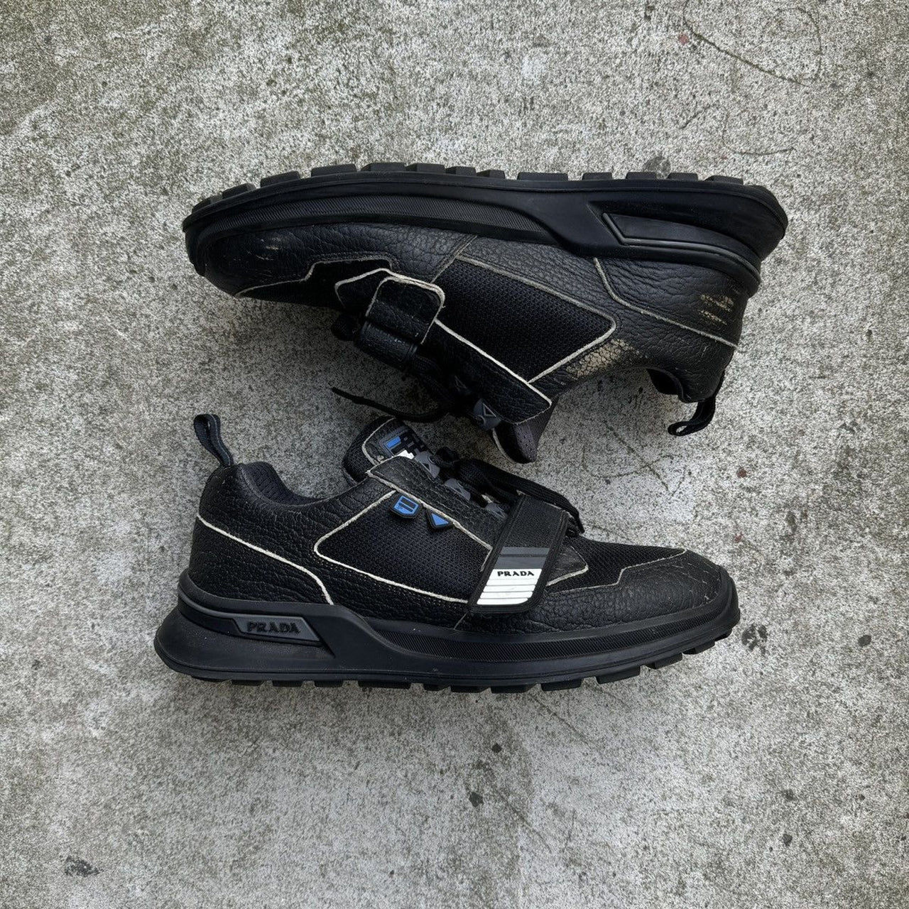 Prada Mechano Leather Trainer Sneakers