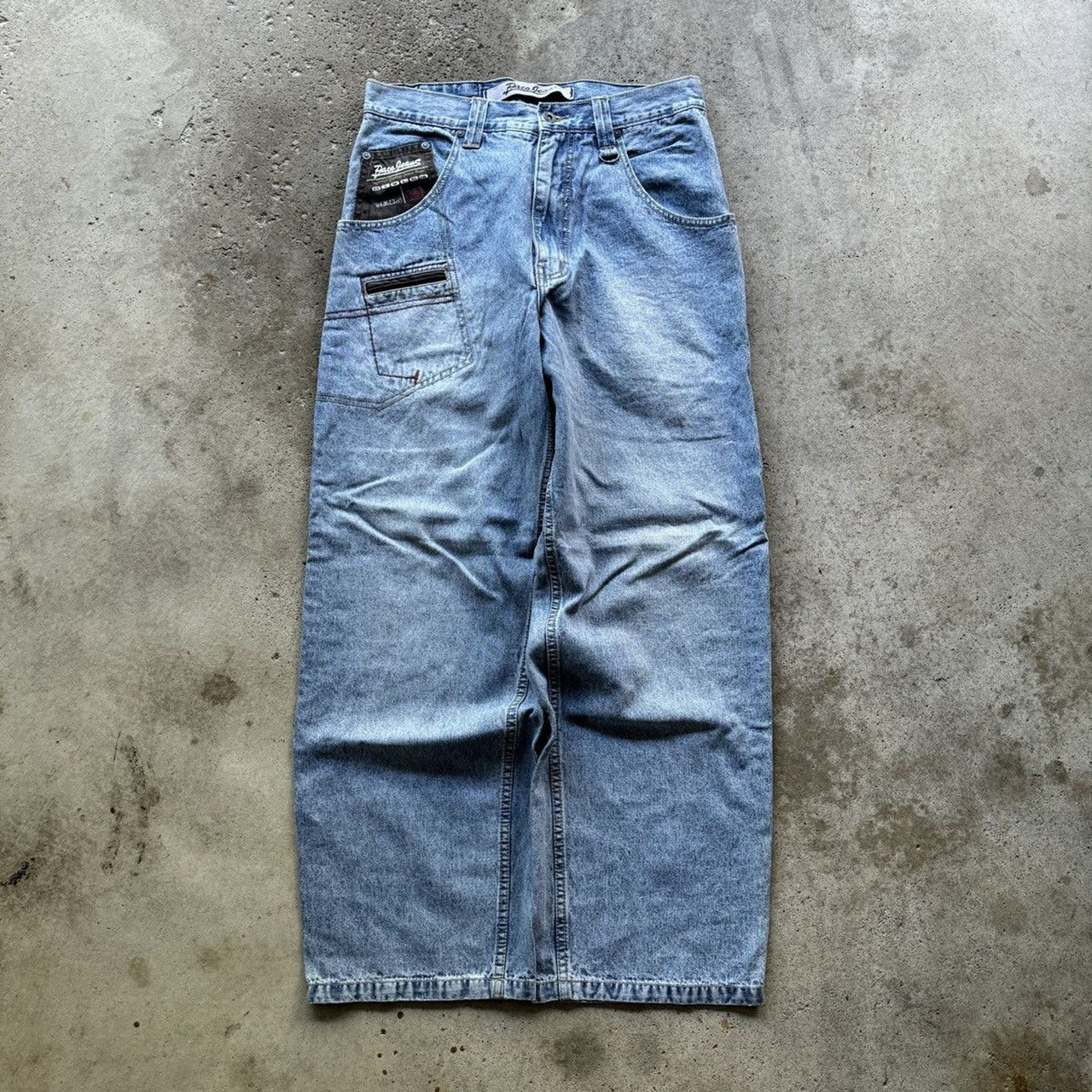 JEANS PACO Y2K DE LOS AÑOS 90 Y 2000, JEANS SKATER DE DENIM CON LAVADO CLARO Y HONDUEVOS