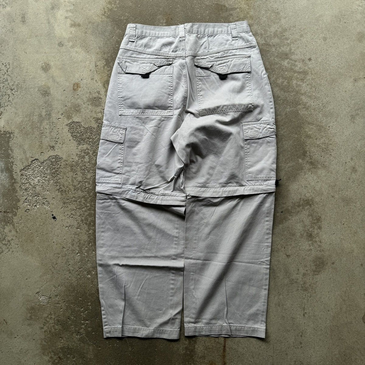 2000s Y2K UTLITY BAGGY TAN CANVAS ZIP OFF SKATER PANTS