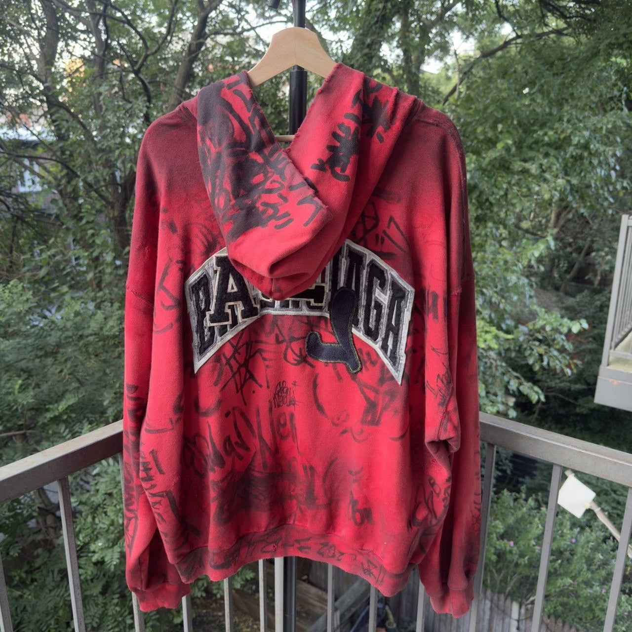 Balenciaga SS23 Mud Show Red Skater Zip Up Hoodie