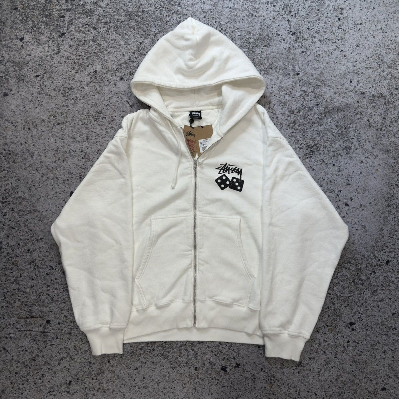 Stussy White Dice Zip Up Hoodie