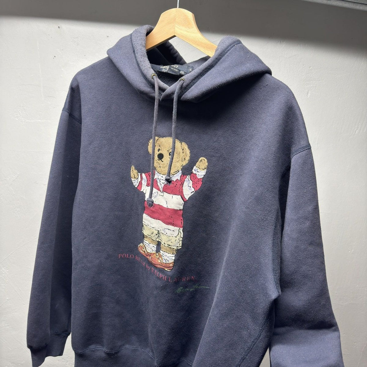 2000s Polo Ralph Lauren Polo Bear Hoodie Faded Thrashed