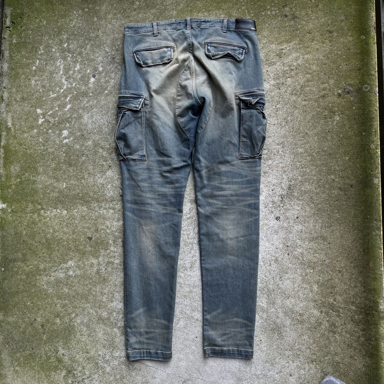 Amiri MX1 Mud Cargo Denim Leather Patch Distressed Jeans