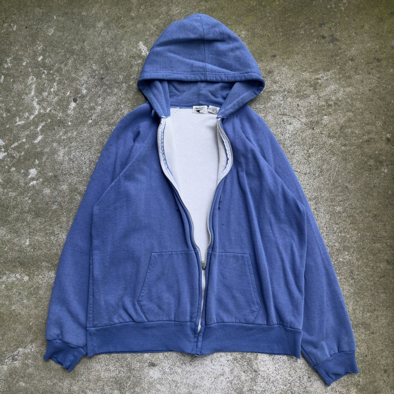 1980s McGregor Faded Thermal Lined Zip Up Hoodie