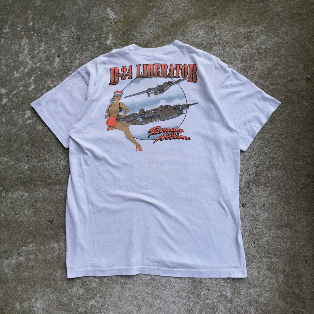1990s B-24 Liberator Pin Up Girl Pocket Tee