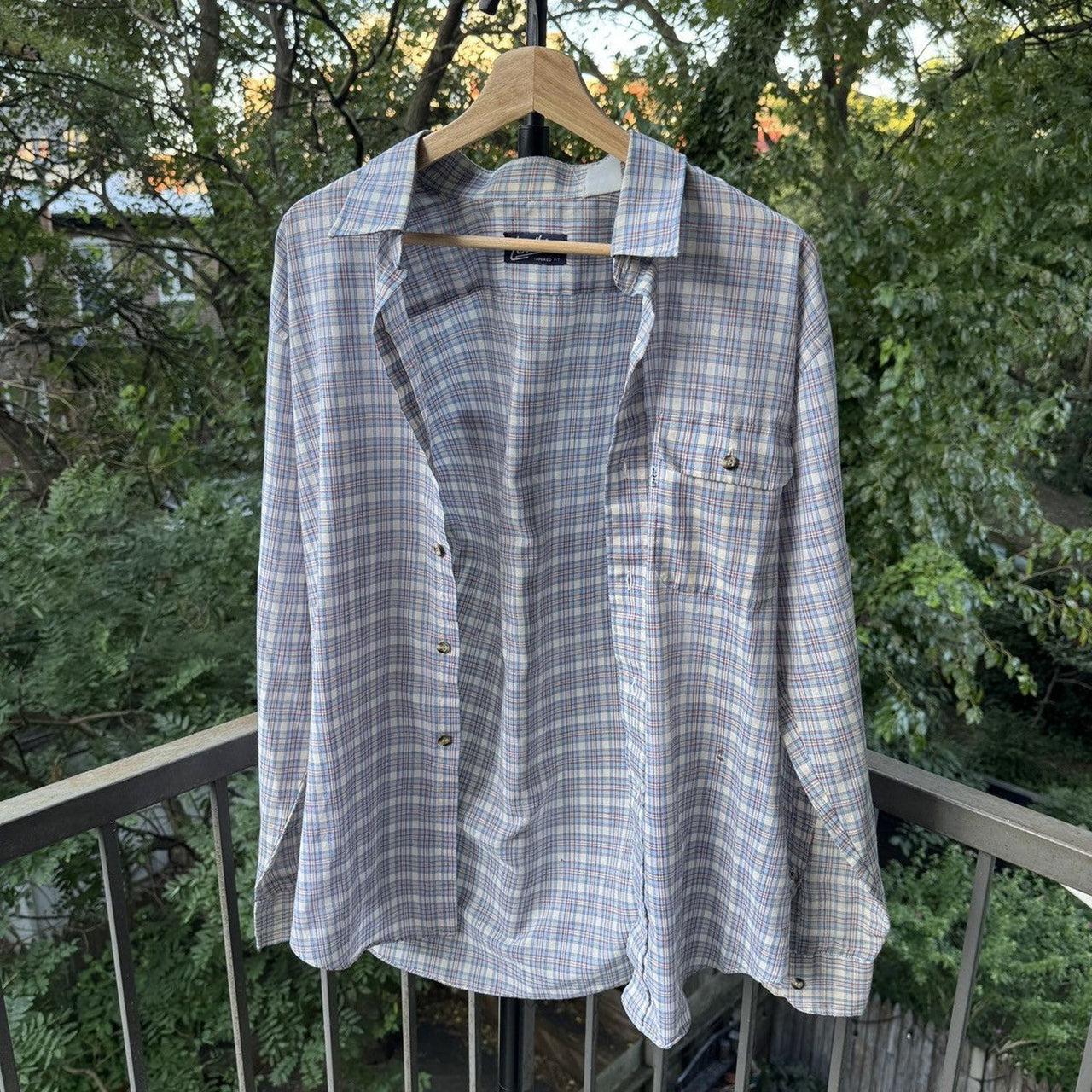 1970s Levi's Thrashed Faded Distressed Light Plaid Shirt